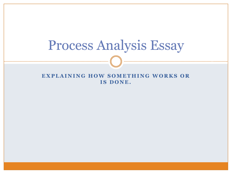 Process Analysis Essay