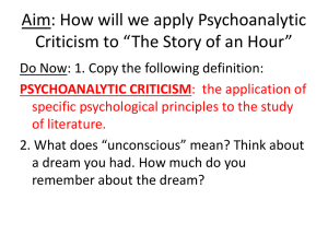 Aim: How will we apply Psychoanalytic Criticism to *The Story of an
