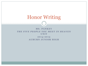 Honor Narrative Writing - Ms. Pankey`s English Class