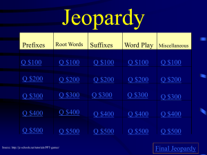 Word Structure Jeopardy