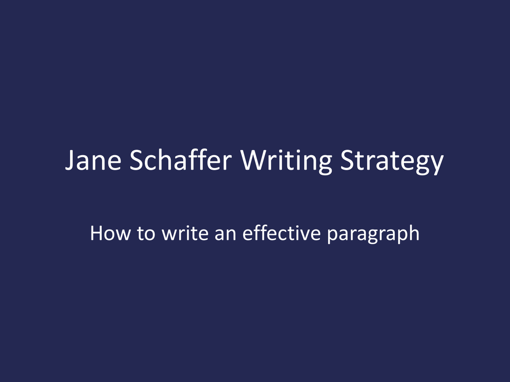 jane schaffer writing format