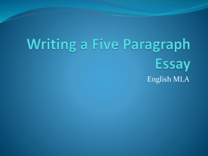 Writing a Five Paragraph Essay