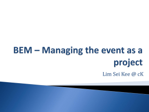 BEM * Managing the event as a project