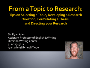 FROM TOPIC TO RESEARCH: