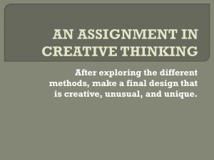 AN ASSIGNMENT IN CREATIVE THINKING