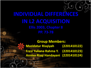 Individual Differences in L2 Acquisition