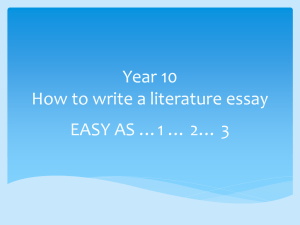 Year 10 How to write a literature essay