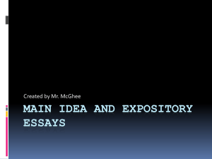 Main Idea and Expository Essays
