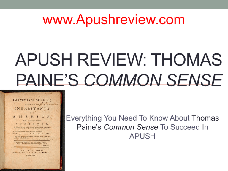 common sense by thomas paine essay