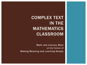 Complex Text in the Mathematics Classroom