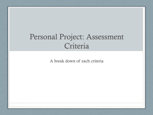 Personal Project: Assessment Criteria
