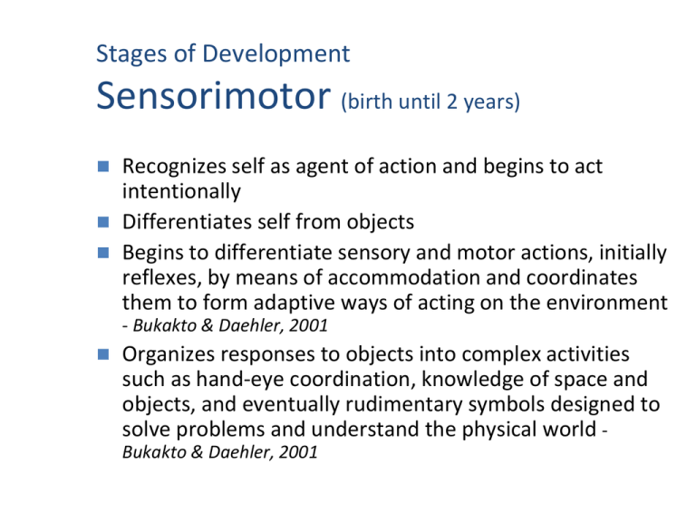 Sensory stages of development hot sale