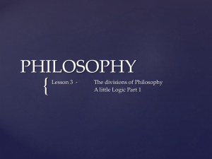 Lesson 3 – The divisions of philosophy – A Little Logic – Part 1