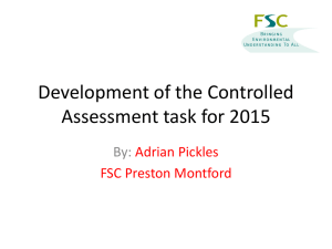 Development of the Controlled Assessment task for 2015