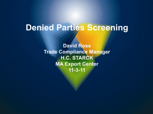 Denied Parties Screening - Massachusetts Small Business