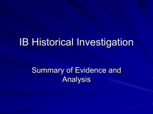 IB Historical Investigation summary of evidence