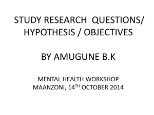 MH 2014 Research questions, hypothesis,