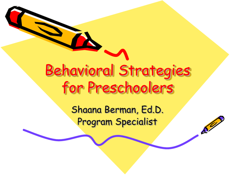 Behavioral Strategies For Preschoolers