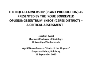 THE NQF4 LEARNERSHIP (PLANT PRODUCTION) AS
