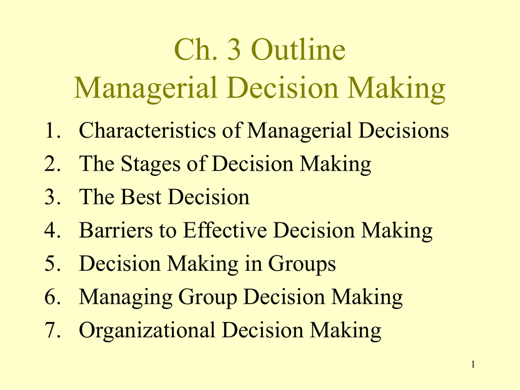 managerial decisions