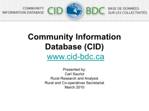 Community Information Database (CID) www.cid-bdc.ca