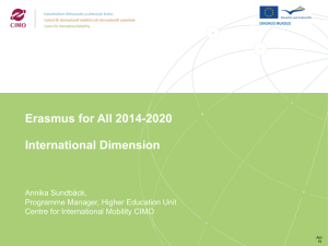 Erasmus for All 2014-2020 International Dimension