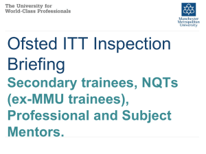 Secondary Ofsted inspection of ITT