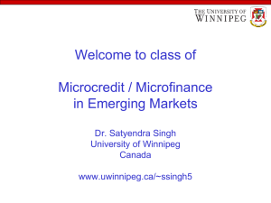 Microcredit / Microfinance - The University of Winnipeg
