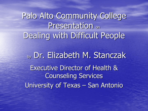 Dr. Elizabeth M. Stanczak Dealing with Difficult People