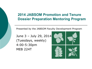 JABSOM Promotion and Tenure Dossier Preparation Mentoring