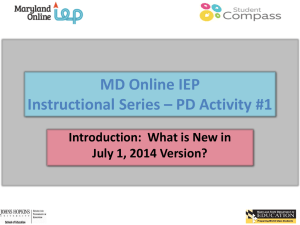 Maryland Online IEP PD Quest – OLE #1