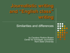 Journalistic writing and `English class` writing