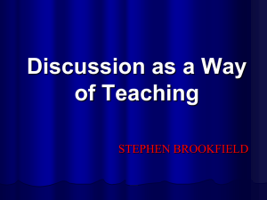 DISCUSSION AS A WAY OF TEACHING