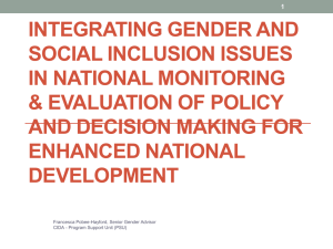Integrating Gender and Social Inclusion Issues in National M & E