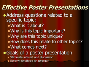 Effective Poster Presentations Goal of Poster Presentation