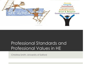 Professional Standards/Professional Values in HE