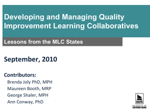 Developing & Managing QI Learning Collaboratives