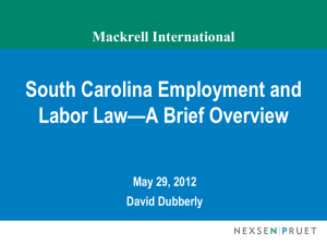 Overview of SC Employment and Labor Law