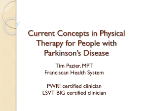 Current Concepts in Physical Therapy for People with Parkinson`s