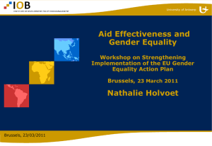 Aid Effectiveness and Gender Equality by Nathalie Holvoet, IOB