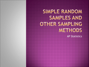 Simple Random Samples and other Sampling Methods
