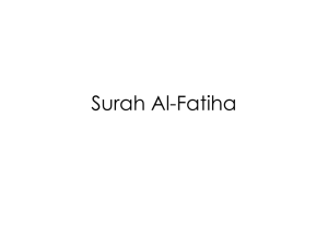 Surah Al-Fatiha - A Minor Memoir