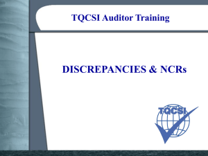 Auditor Training - Disc & NCRs