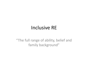Inclusive RE - The Full Range of Ability, Belief and Family Background