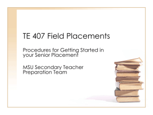 TE 407 Field Placements