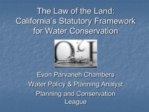 Statutory Framework for Water Authority