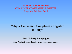 Why Consumer Complaint Register?