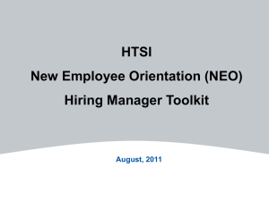 HTSI New Employee Orientation (NEO) Hiring Manager