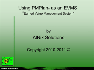 Using PMPlan 4 Enterprise as an EVMS