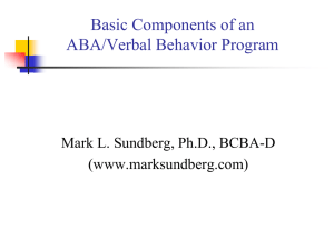 A) Basic Components of an ABA/Verbal Behavior Program